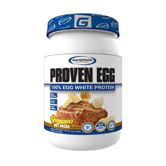 Gaspari Nutrition Proven Egg, 100% Egg White Protein, 25g Protein, Keto Friendly, Dairy and Lactose Free, Soy Free (2 lbs, Banana Nut Bread)