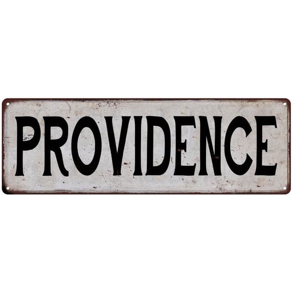 PROVIDENCE Vintage Look Rustic Metal 8x24 Sign City State 108240041296