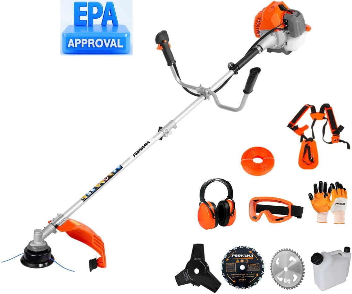 PROYAMA 42.7cc Gas Weed Wacker, 3 in 1 Weed Eater Gas Powered, Brush Cutter and Gas String Trimmer 2-Cycle Extreme Duty, 5 Year Warranty Gearbox, Grass Trimmer 2025 Upgraded