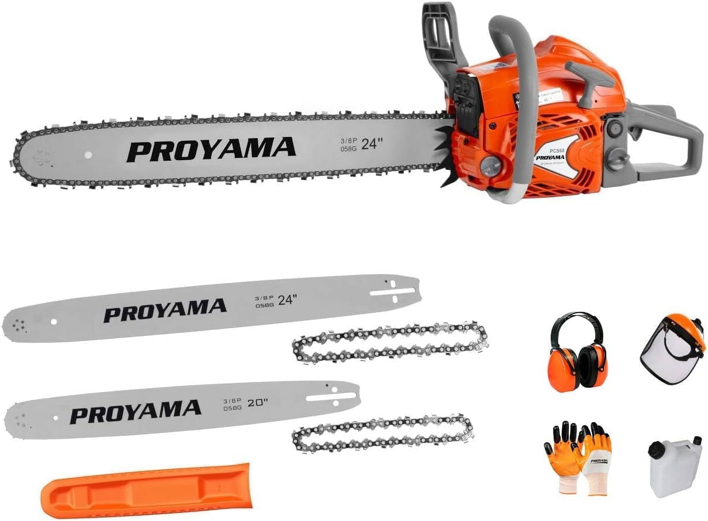 PROYAMA 68CC 2-Cycle Top Handle Gas Powered Chainsaw 24 Inch 20 Inch ...