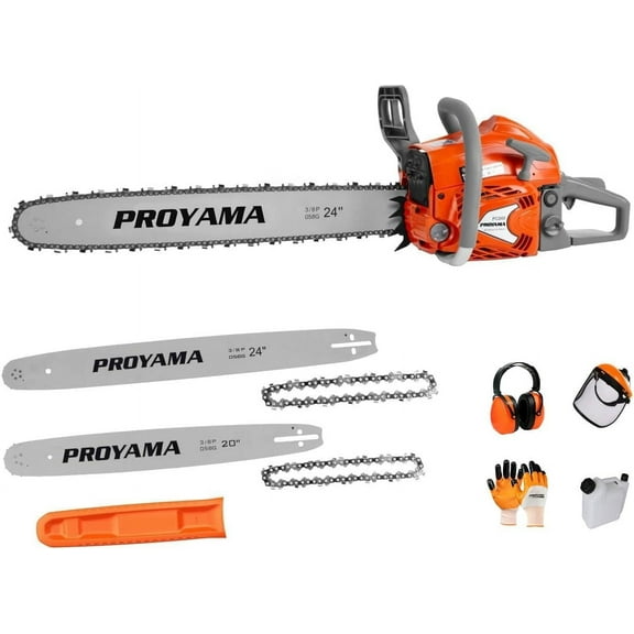 PROYAMA 68CC 2-Cycle Top Handle Gas Powered Chainsaw 24 Inch 20 Inch Petrol Handheld Cordless Chain Saw for Tree Wood Cutting