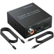 PROZOR 192K Bi-directional Coaxial Optical Converter, Optical SPDIF Toslink to Coaxial, or Coaxial to Optical SPDIF Toslink, Support DTS/Dolby-AC3, Bi-derectional Digital Splitter with Optical Cable