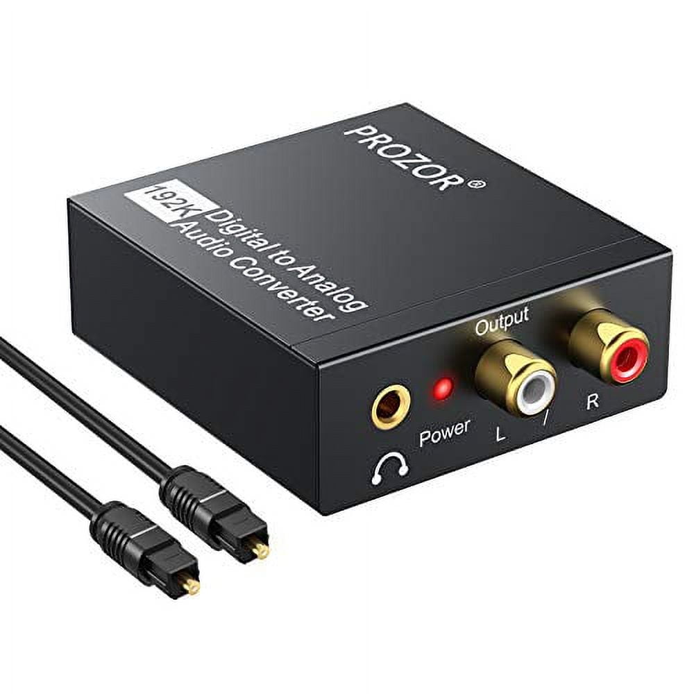  PROZOR 192KHz Digital to Analog Audio Converter DAC Digital  SPDIF Optical to Analog L/R RCA Converter Toslink Optical to 3.5mm Jack  Adapter for PS3 HD DVD PS4 Amp Apple TV Home