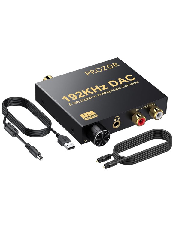 192kHz Digital to Analog Audio Converter, Dolby AC3 DTS 5.1CH DAC Decoder, SPDIF TOSLINK Optical Coaxial to Stereo L/R RCA 3.5mm Audio Adapter