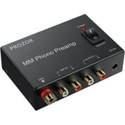 PROZOR MM Phono Turntable preamp - Mini Stereo Audio Low Noise Phono preamplifier with Power Switch, RCA Input, RCA Output, DC 12V Amp Certified Power Adapter Gold-Plated Connectors, Black