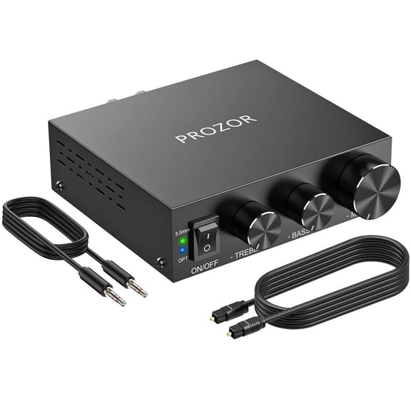 PROZOR Power Amplifier Home Audio - 100W + 100W Power TPA3221 Toslink SPDIF 192KHz DAC Converter Mini Stereo Amp with 3.5mm Audio Input Jack for Passive Bookshelf Speakers Desktop Home Theater