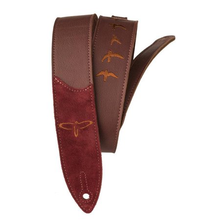 PRS 2.5" Embroidered Birds Guitar Strap, Burgundy Premium Leather