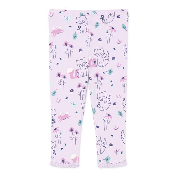 Garanimals Baby Girls Print Jersey Leggings with Lace Trim, Sizes 0M-24M