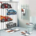 thumbnail image 1 of PRTAU Cars Collection of Formula Race Cars Modern Mechanical Technology Automotive Championship 5 Piece Bathroom Set Shower Curtain Bath Towel Bath Rug Contour Mat and Toilet Lid Cover, 1 of 2