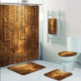thumbnail image 1 of PRTAU Egyptian Egyptian Hieroglyphics Old Texts Logo Antique Alphabetic Elements Gold 5 Piece Bathroom Set Shower Curtain Bath Towel Bath Rug Contour Mat and Toilet Lid Cover, 1 of 2