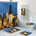 thumbnail image 1 of PRTAU European Charles Bridge Tower Dusk Czech Repuclic Prague Architecture Scenes from Europe 5 Piece Bathroom Set Shower Curtain Bath Towel Bath Rug Contour Mat and Toilet Lid Cover, 1 of 2