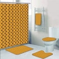thumbnail image 1 of PRTAU Fleur De Lis Checkered with Historical Lily Motifs Retro Emblem Floral 5 Piece Bathroom Set Shower Curtain Bath Towel Bath Rug Contour Mat and Toilet Lid Cover, 1 of 2