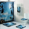 thumbnail image 1 of PRTAU Halloween Ghost Witch Owl Spider Web Bats Trees Fantastic Grange Forest at Night 5 Piece Bathroom Set Shower Curtain Bath Towel Bath Rug Contour Mat and Toilet Lid Cover, 1 of 2