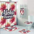 thumbnail image 1 of PRTAU Hawaiian Aloha Hawaii Tropical Flowers Floral Ornament with Wildflowers Classic 5 Piece Bathroom Set Shower Curtain Bath Towel Bath Rug Contour Mat and Toilet Lid Cover, 1 of 2