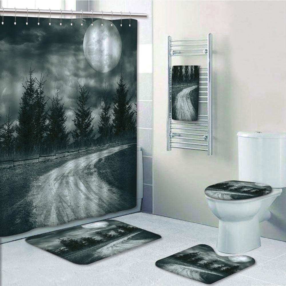 Dramatic Vampire Rug PRTAU Moonrise Magic Landscape with Empty Rural Path to Pines Dramatic ...