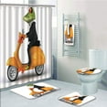 thumbnail image 1 of PRTAU Serious Italian Stylish Frog Riding Motorcycle Fun Nature Urban 5 Piece Bathroom Set Shower Curtain Bath Towel Bath Rug Contour Mat and Toilet Lid Cover, 1 of 2