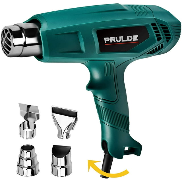 PRULDE Dual Temperature Settings 752 -1112 Deg F Heat Gun, Hot Air Gun Kit with 4 Nozzles for Crafts, Shrink Wrapping/Tubing, Paint Removing