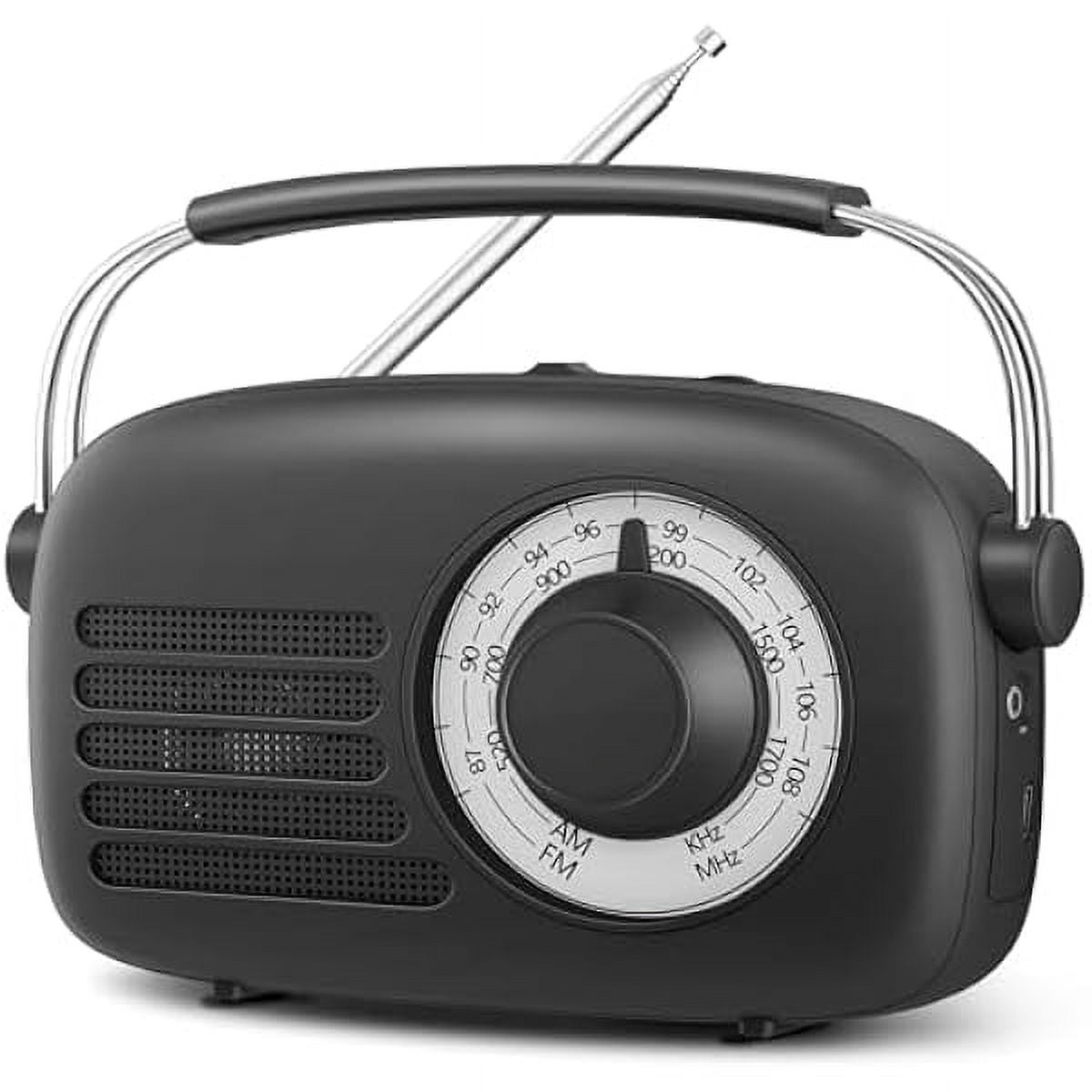 PRUNUS AM FM Radio Portable  AA Battery Operated Radios or Plug in Wall  Loud Speaker  Earphone Jack  Transistor Radio with Best Reception  Big knob Easy to Use 