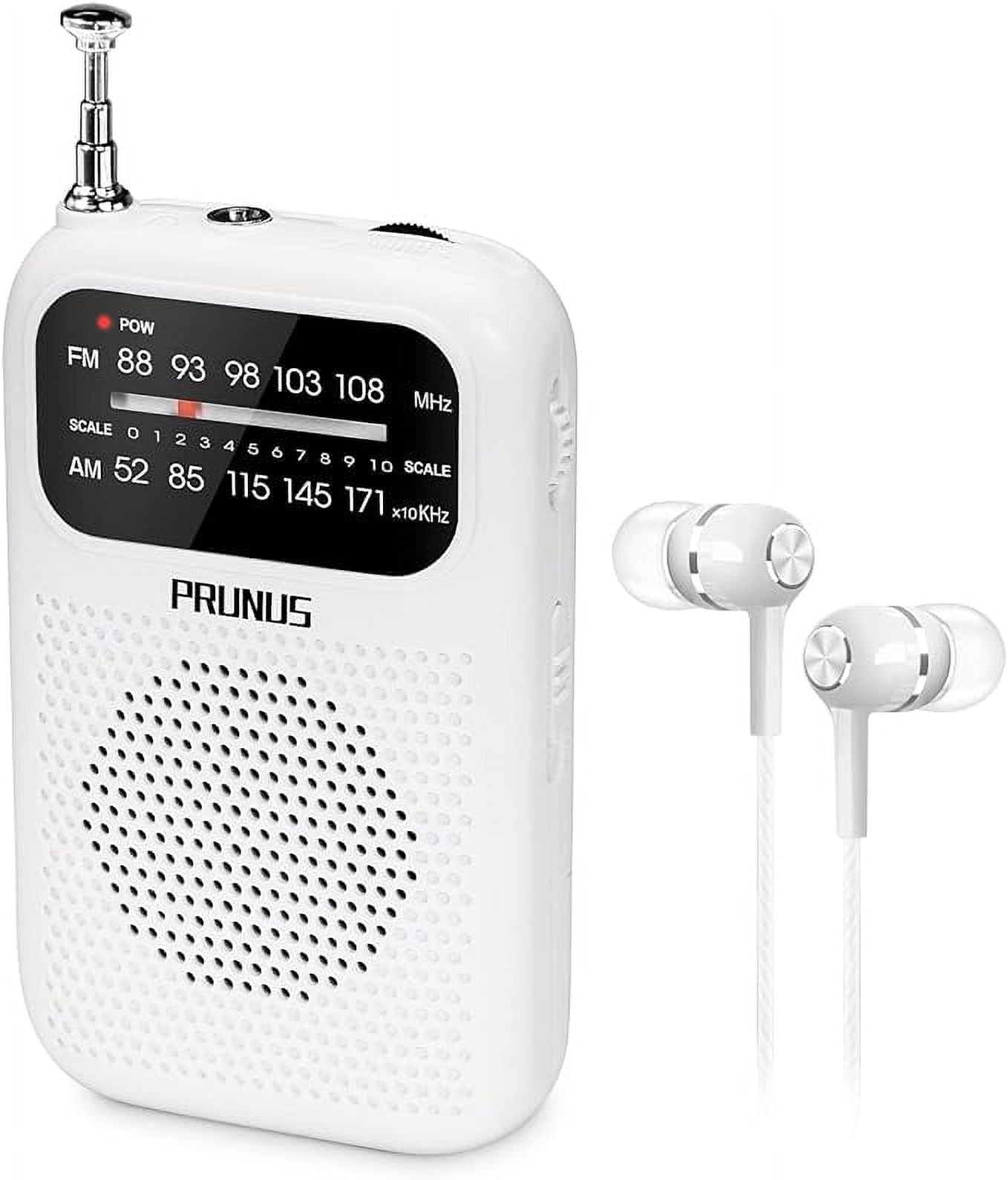 PRUNUS J-777 Pocket Radios Portable AM FM Small Walkman Radio with Best Reception, 2 AAA Battery Operated Transistor Radio with Headphone & Speaker for Walk/Jogging/Gym/Camping