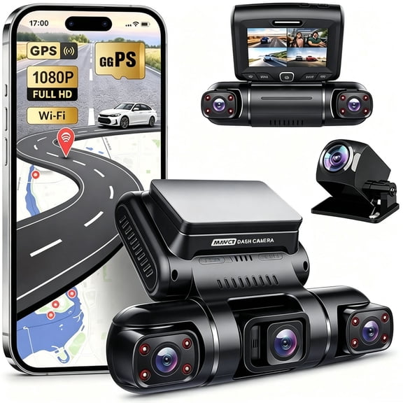 PRUVEEO D90-4CH Dash Cam, 4-Channel 1080P, 360, WiFi GPS Night Vision