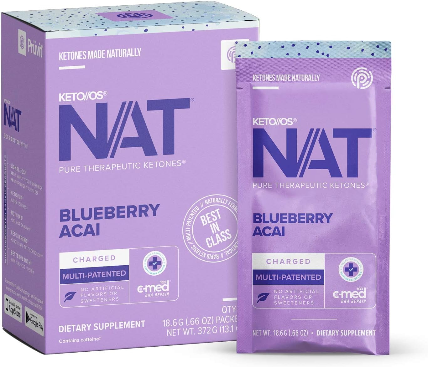 PRUVIT Keto//OS NAT Blueberry Acai Keto Supplements  Charged - Exogenous Ketones - BHB Salts Ketogenic Supplement for Workout Energy Boost