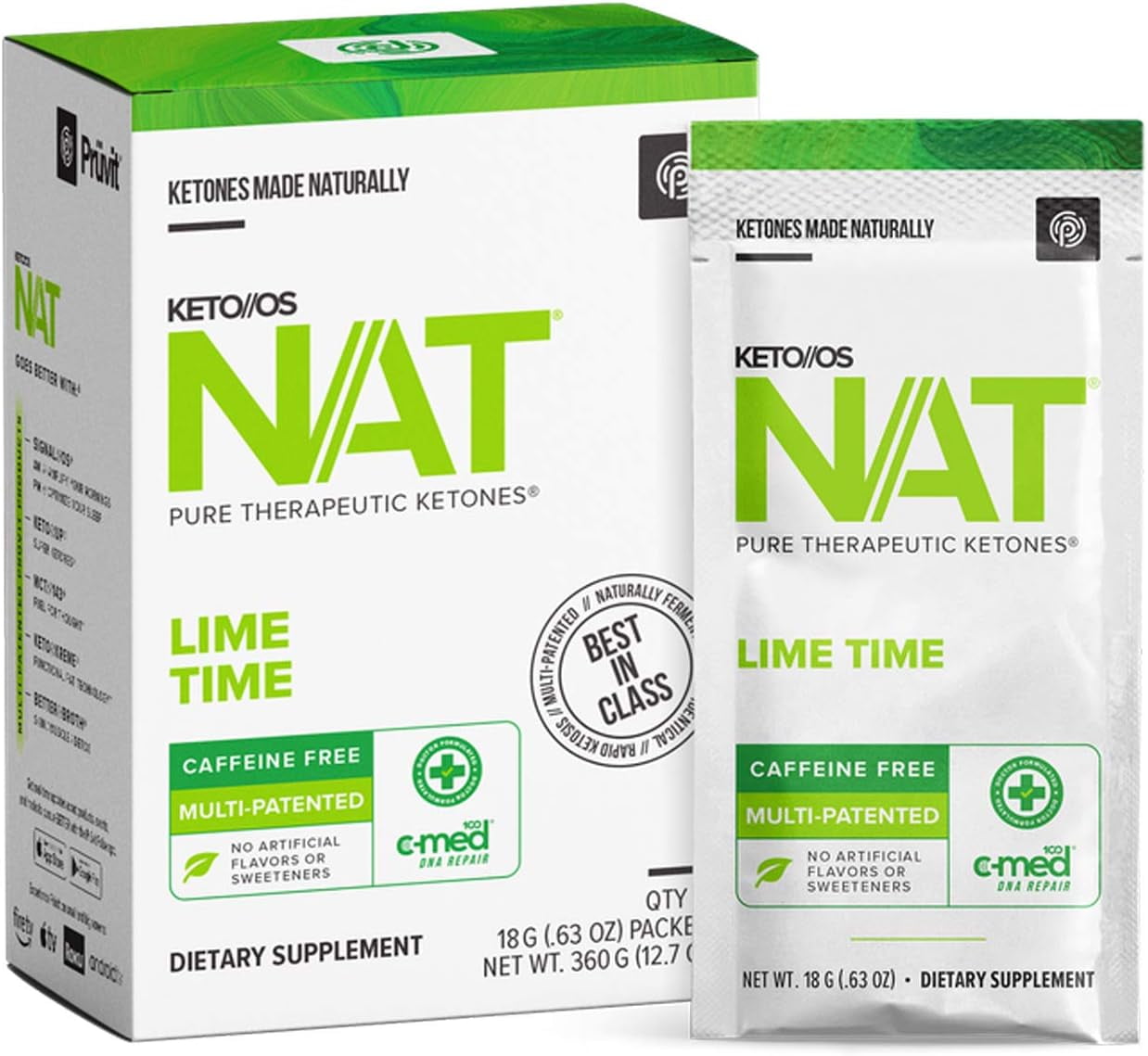 PRUVIT Keto//OS NAT® Lime Time Keto Supplements Caffeine Free
