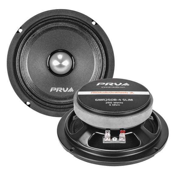 PRV AUDIO 6.5 Inch Shallow Midrange Bullet Speaker 6MR250B-4 Slim, 250 Watts 4 Ohm Car Audio Slim Speaker, Compact for Doors (Single)