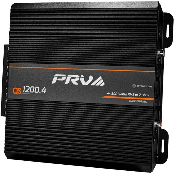 PRV Audio QS1200.4 2 Ohm Compact 4 Channel Car Audio Amplifier 4 x 310 Watts RMS at 2 Ohm - High Power Stereo 12 Volts Amp Class D Full Range Bridgeable