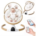 thumbnail image 1 of PRVAETU Baby Swing for Infants,5 Speeds,10 Lullabies,5-Point Harness,Electric Rocking Chair for Toddlers with Bluetooth,Remote Control,Touch Panel,White, 1 of 8