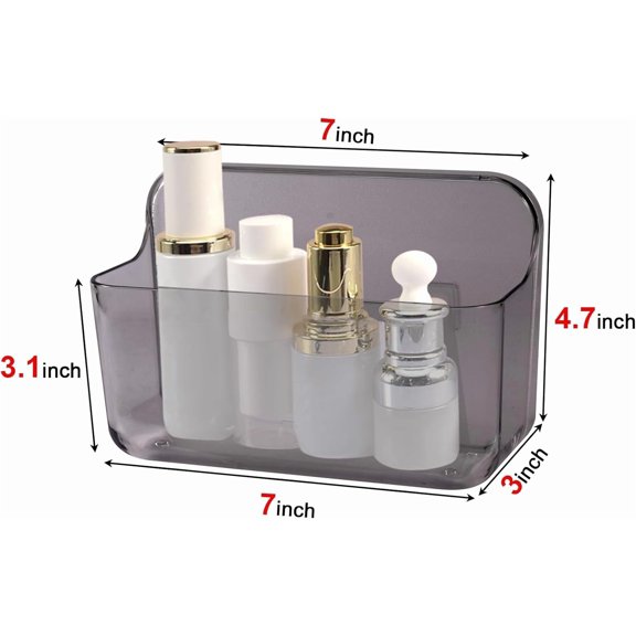 PRWLUS 2 Packs Cabinet Door Organizer, Acrylic Adhesive Shelf Wall Mounted Storage, Self Adhesive Shower Shelves Without Drilling, Automatic Draining Clear Shower Organizer for Bathroom