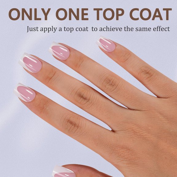 PRWLUS Deep French Gel Nail Tips, 150Pcs French Tip Press on Nails Short Square Pink, No Need to File Tips Pre-lasting, Fake Nails for Nail Art DIY 15 Sizes