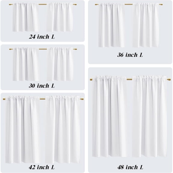 PRWLUS White Bathroom Curtains Window, Waterproof Clean Look Short Panel for Shower Window, 52 x 48 Inch Length