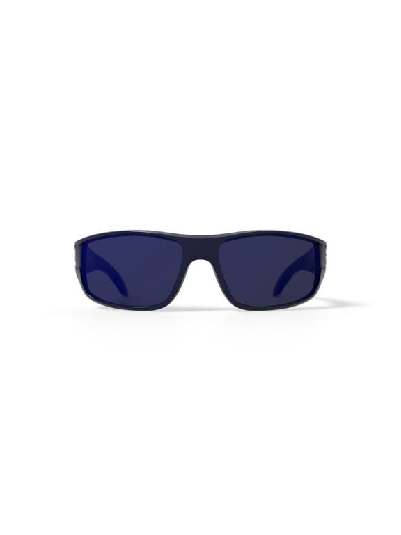 PRX Big Wave Mens Sunglasses in Shiny Black, Wrap, Plastic, 61-16-134, with Case