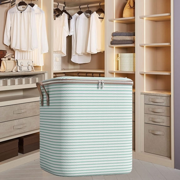 PRYESS 150L Clothing Bedding Storage Bag 56X45X56cm, Thickened Home Textile Moving Bag with Double Zipper, Foldable Quilt Packing Sack for Camping