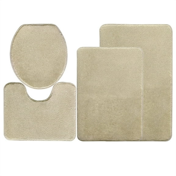 PRYESS 4-Piece Short-Pile, Non-Slip, Soft, Absorbent Bathroom Blanket Set, Yellow