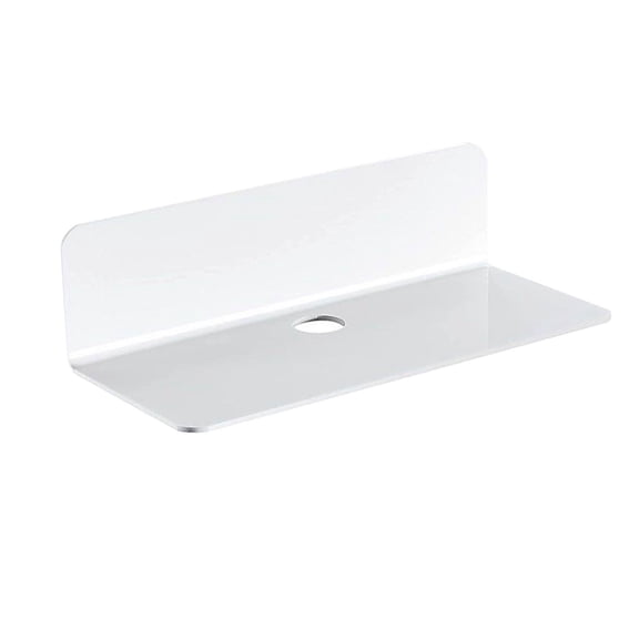 PRYESS Acrylic Floating Shelf, White Acrylic Floating Shelf with No-Drill Double-Sided Tape, No-Drill Wall Display for Wall Storage and Cable Clips