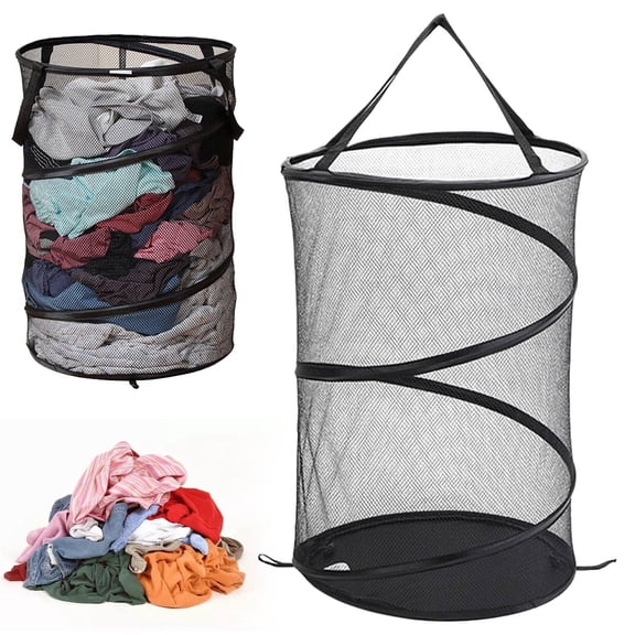 PRYESS (Breathable and Odorless Laundry Bucket), Laundry Basket Bathroom Storage Basket Laundry Bucket Breathable and Odorless, Double Reinforced Handles, Mesh Material, Lightweight, Black