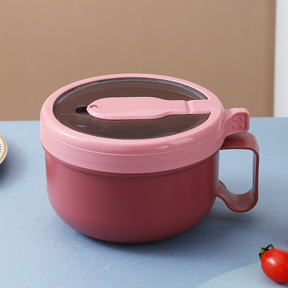 PRYESS - Microwave Ramen Bowl with Lid, 850Ml Cooker for Noodles Or Soup, Red Color - Microwave Ramen Bowl with Lid Microwave Ramen Cooker Noodle Or