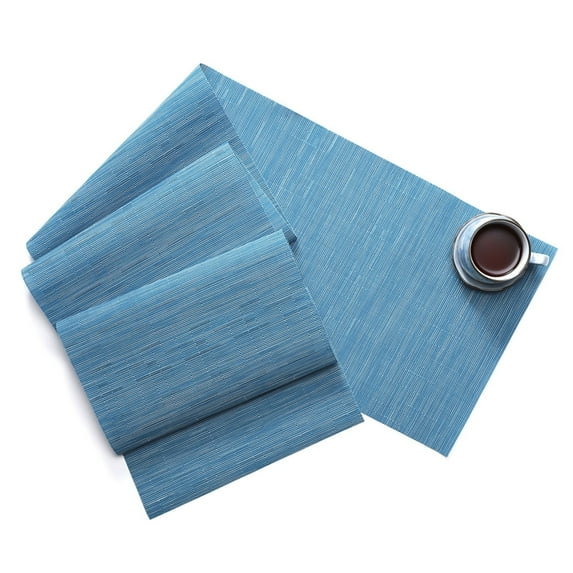 PRYESS - Pvc Waterproof Table Runner, 135X30Cm Heat Insulation for Dining, Blue Color - Table Runner Texture Weave Doily Heat Insulation