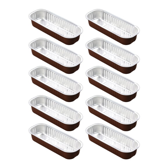 PRYESS Disposable Aluminum Foil Tin Box, Square Aluminum Foil Box Baking Color Tin Paper Box, for Baking, Cooking, Disposable Aluminum Foil Pans (Without Lid), 10-Pack, Brown Color