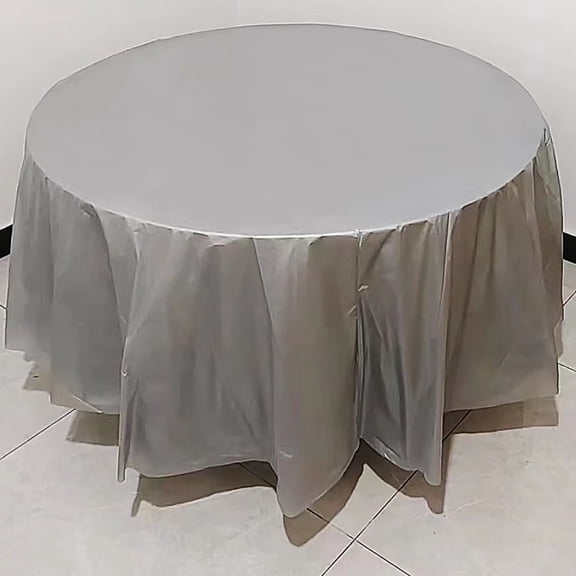 PRYESS Disposable Round Tablecloth, 12 Pack Premium Plastic Disposable Round Tablecloths, 84 Inch Table Covers for Parties and Events, Spill Proof and Heavy Duty, #M