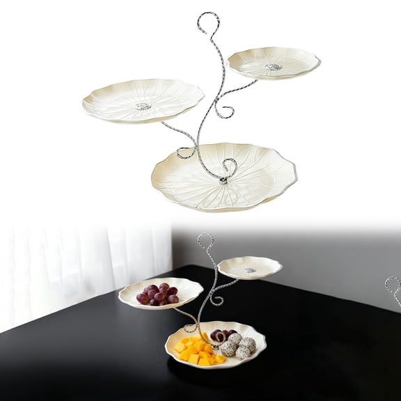 PRYESS Dried Fruit Tray for Table Centerpieces, Candy Dish with Handle, Plastic Dessert Display Stand for Parties