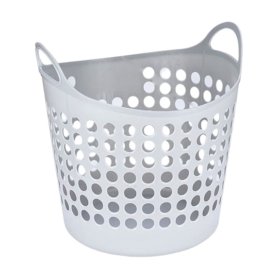 PRYESS Flexible Plastic Laundry Basket, Gray Flexible Plastic Laundry Basket with Handles, Bathroom Storage Hamper for Bathroom and Bedroom Storage