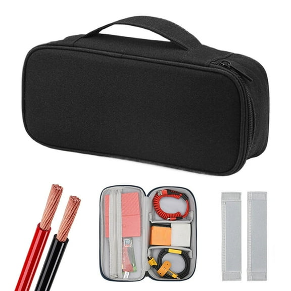 PRYESS (For Cables Phone Chargers Earphone), Electronics Organizer Travel Case Portable Tech Accessories with Organized Compartments for Cables Phone Chargers Earphone, Water Resistant, Black