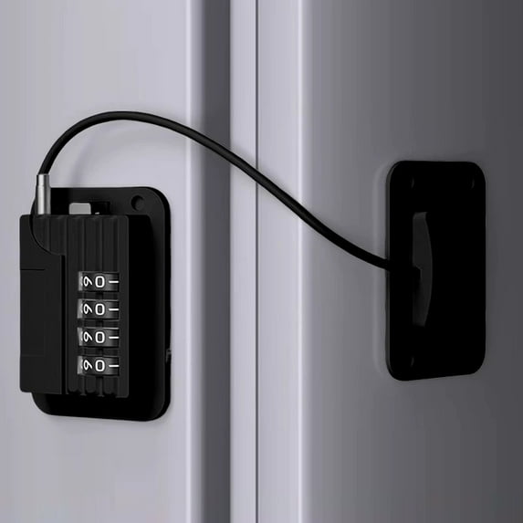PRYESS Fridge Locks for Fridge and Freezer, Punch Child Lock for Refrigerator Sliding Door, Multi Function Home Lock for Windows, Adhesive Installation and Password Design, Black