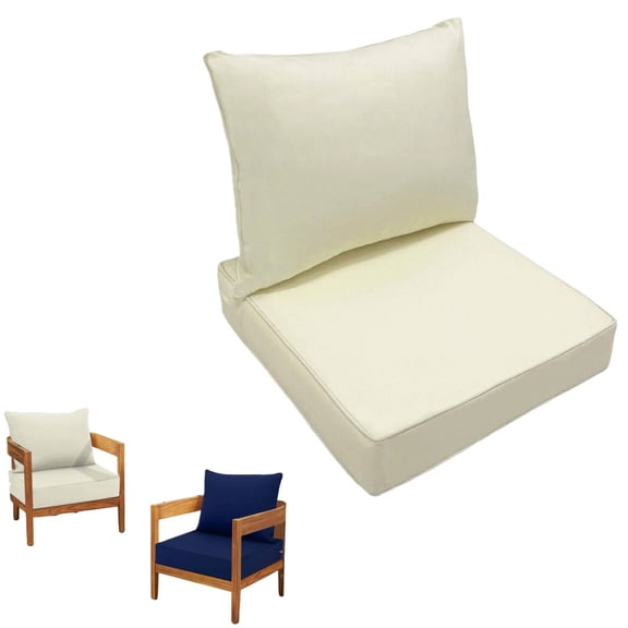PRYESS (High Density for Sofa or Booth), Outdoor and Home Cushion Set, Removable Cover and High-Density Seat and Back Cushions for Sofa, Bench, or Booth, All-Weather Fabric for Patio, White