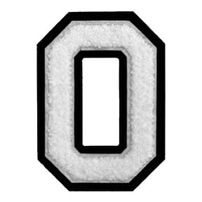 PRYESS Iron-On Number Patch, 4.2 Inch White Iron-On Number 0 Patch, Heat Transfer Numeral for Clothing Backpacks Hats Jeans