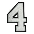 thumbnail image 1 of PRYESS Iron-On Number Patch, 4.2 Inch White Iron-On Number 4 Patch, Heat Transfer Numeral for Clothing Backpacks Hats Jeans, 1 of 3