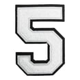 thumbnail image 1 of PRYESS Iron-On Number Patch, 4.2 Inch White Iron-On Number 5 Patch, Heat Transfer Numeral for Clothing Backpacks Hats Jeans, 1 of 9