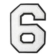 thumbnail image 1 of PRYESS Iron-On Number Patch, 4.2 Inch White Iron-On Number 6 Patch, Heat Transfer Numeral for Clothing Backpacks Hats Jeans, 1 of 2